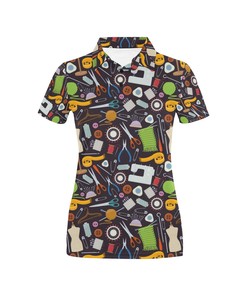 Sewing Equipment Print Design Women's Polo Shirt 3D Polo Shirt A1