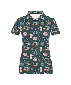 Sewing Equipment Print Design Women's Polo Shirt 3D Polo Shirt A2