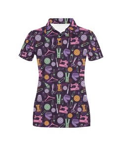 Sewing Equipment Print Design Women's Polo Shirt 3D Polo Shirt A4