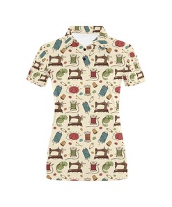Sewing Equipment Print Design Women's Polo Shirt 3D Polo Shirt A6
