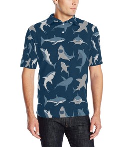 Shark Action Pattern Men Polo Shirt