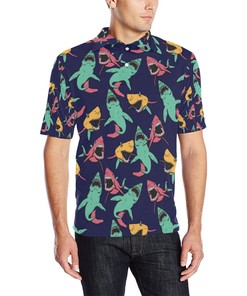 Shark Bite Pattern Men Polo Shirt