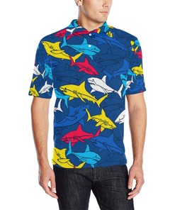 Shark Color Pattern Men Polo Shirt