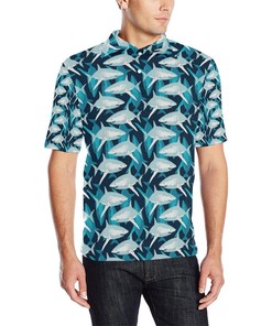 Shark Design Print Men Polo Shirt