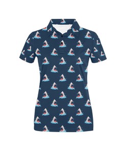 Shark Print Design Women's Polo Shirt 3D Polo Shirt A1