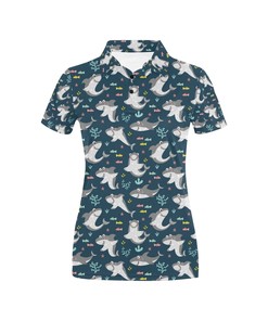 Shark Print Design Women's Polo Shirt 3D Polo Shirt A3