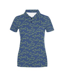 Shark Print Design Women's Polo Shirt 3D Polo Shirt A4