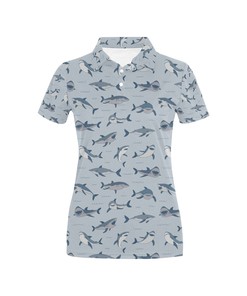 Shark Print Design Women's Polo Shirt 3D Polo Shirt A5