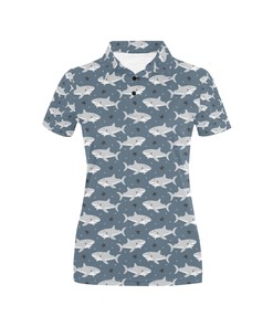 Shark Print Design Women's Polo Shirt 3D Polo Shirt A6