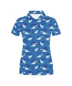 Shark Print Design Women's Polo Shirt 3D Polo Shirt A8