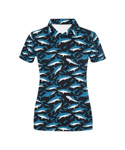 Shark Print Design Women's Polo Shirt 3D Polo Shirt A9