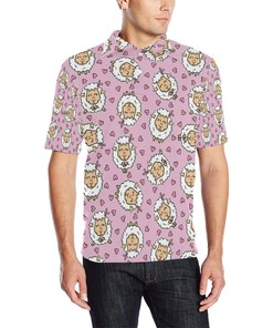 Sheep Cute Pattern Print Design 01 Men Polo Shirt