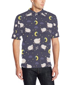 Sheep Night Pattern Print Design 02 Men Polo Shirt