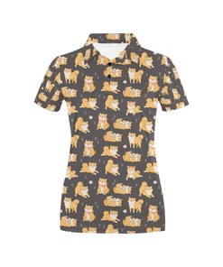 Shiba Inu Print Design Women's Polo Shirt 3D Polo Shirt A12