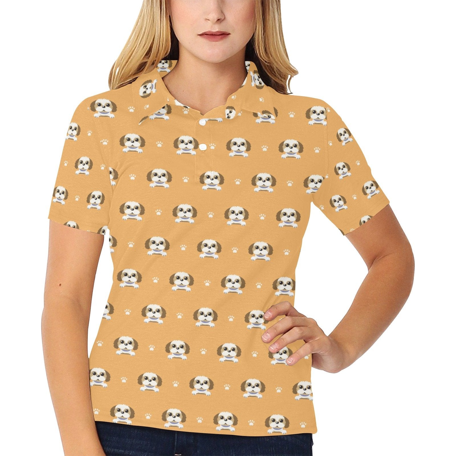 Shiba Inu Print Design Women's Polo Shirt 3D Polo Shirt A13 - Image 2