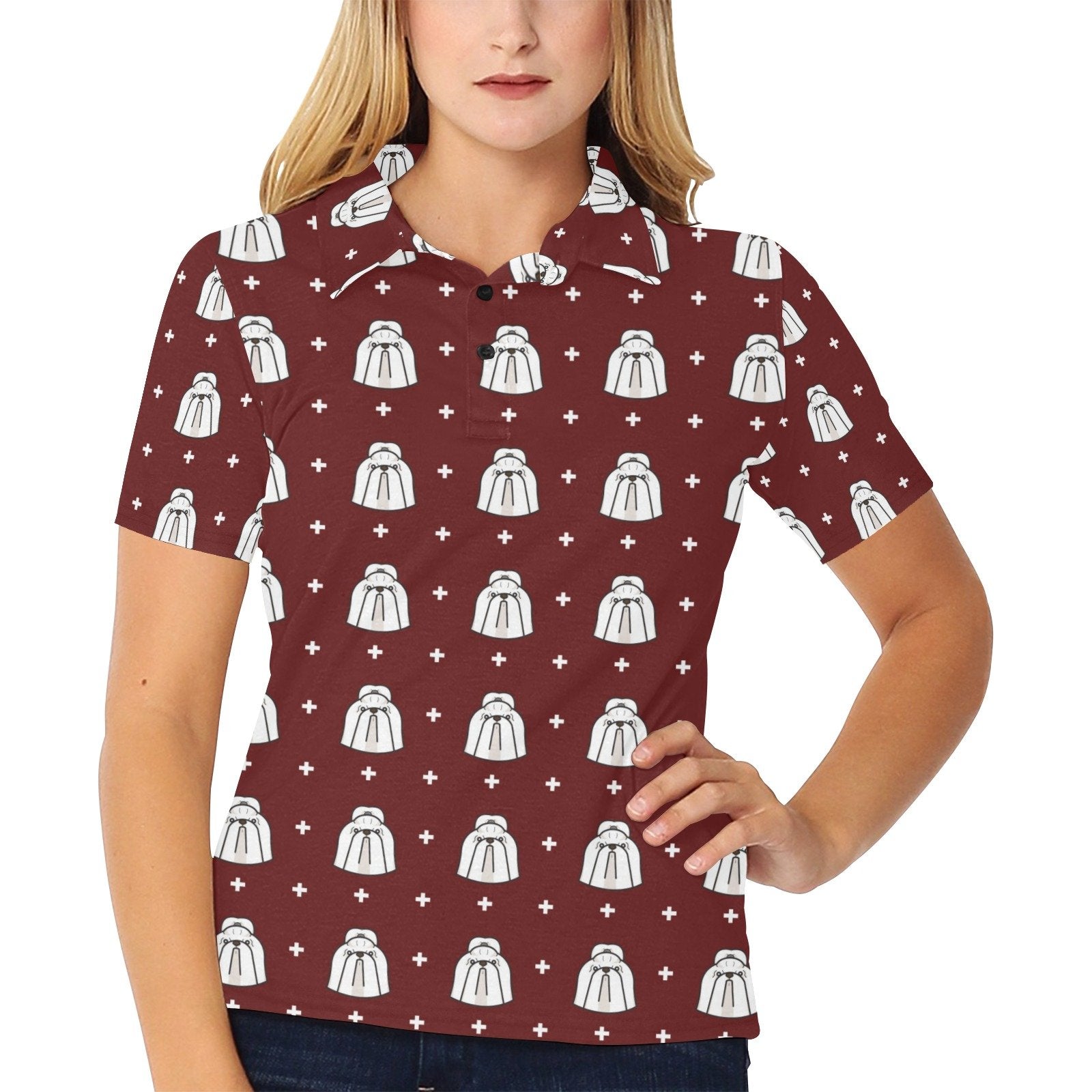 Shiba Inu Print Design Women's Polo Shirt 3D Polo Shirt A14 - Image 2