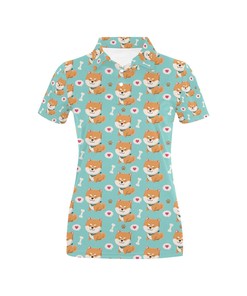 Shiba Inu Print Design Women's Polo Shirt 3D Polo Shirt A8