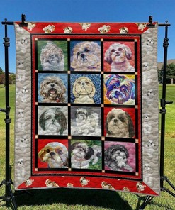 Shihtzu Personalized Quilt Blanket Bedding Set for Family Gifts