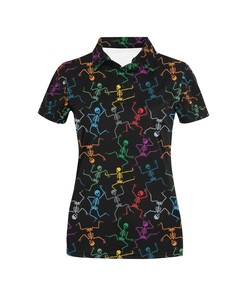 Skeleton Colorful Print Design Women's Polo Shirt