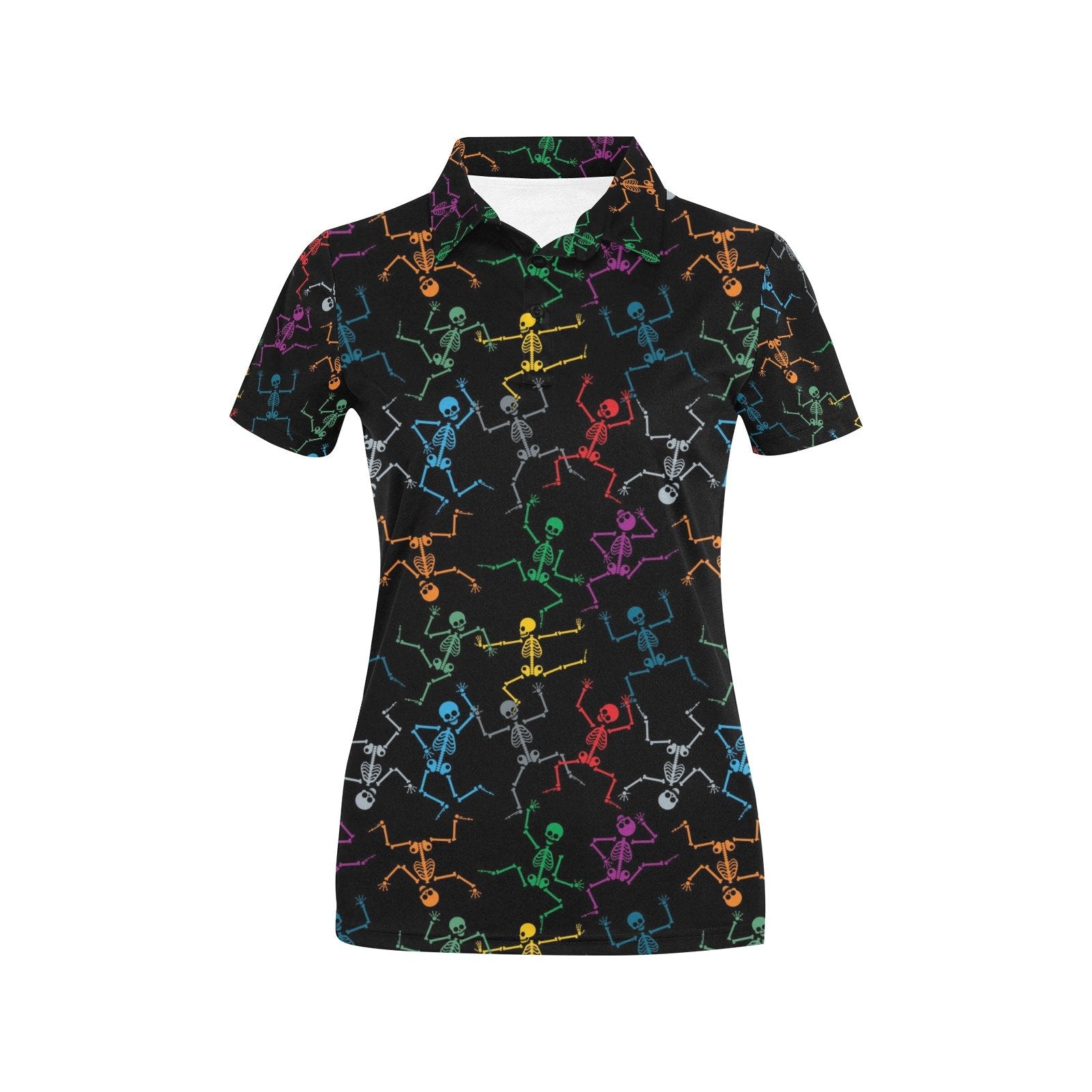 Skeleton Colorful Print Design Women's Polo Shirt