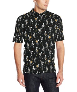 Skeleton Dance Print Men Polo Shirt
