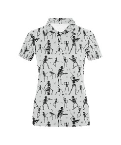 Skeleton Music Player Print Design Women's Polo Shirt