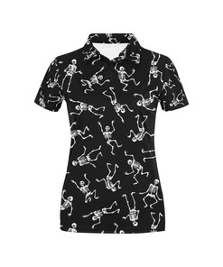 Skeleton Print Design Women's Polo Shirt