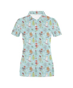Ski Fox Cute Print Design Women's Polo Shirt