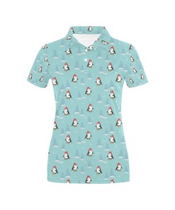 Ski Penguin Print Design Women's Polo Shirt