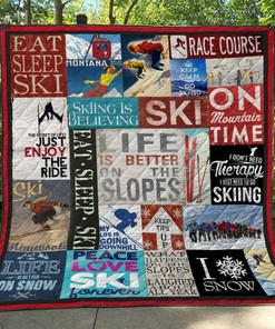 Skiing Skiing Is Believing Quilt Blanket Bedding Set for Home Decoration and Family Gifts