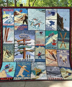 Skiing Tbg Customized Quilt Bedding Set Blanket for Home Decoration, Great for Family Gifts