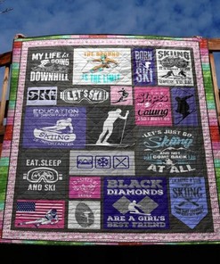 Skiing This Is My Paradise Quilt Blanket Bedding Set for Picnic and Family Gifts