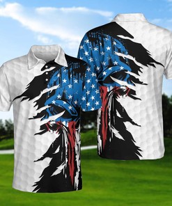Skull American Ripped Golf Polo Shirt