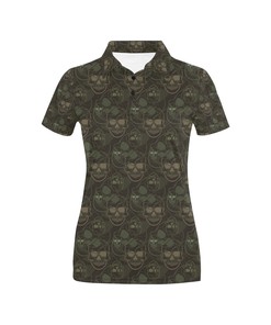 Skull Camo Style Print Design Women's Polo Shirt