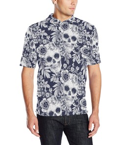 Skull Floral Beautiful Men Polo Shirt