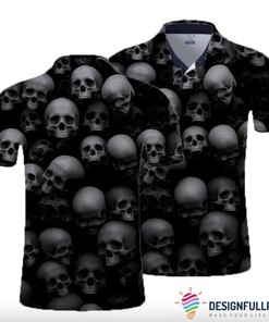 Skull Gift Black Skull Polo Shirt Nhd