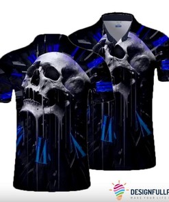 Skull Gift Blue Skull Screaming Polo Shirt Nhd