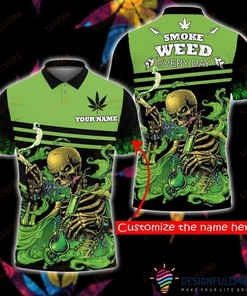 Skull Gift Smoke Pot Leaf Everyday Skull Personalized Polo Shirt Nhd