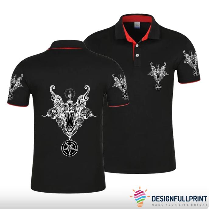 Skull Gift The Baphomet Goat Skull Polo Shirt Nhd