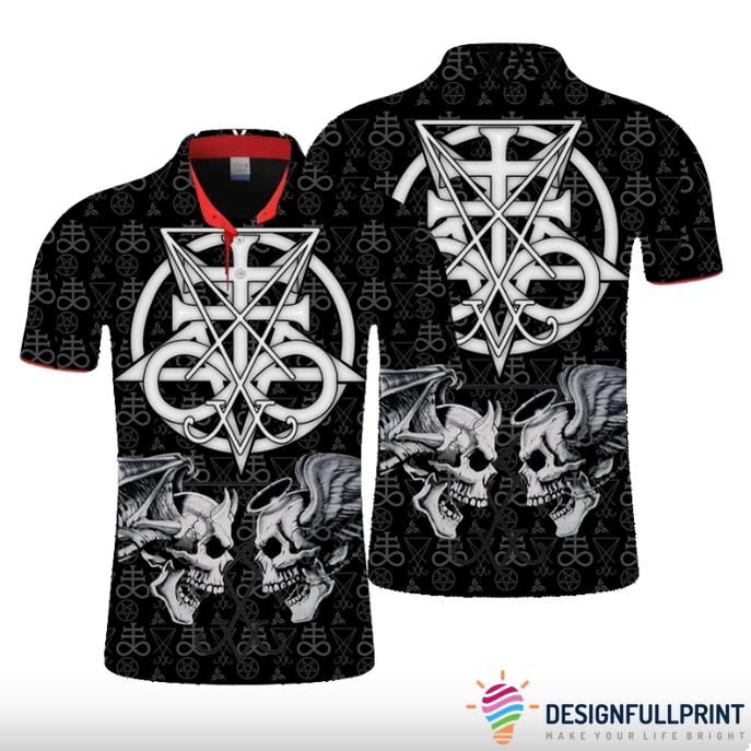 Skull Gift The Evil And Angel Skull Polo Shirt Nhd