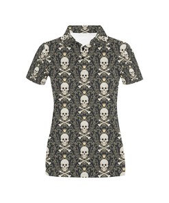 Skull King Print Design Women's Polo Shirt