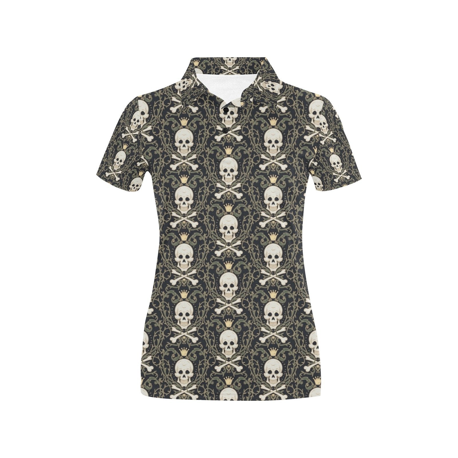 Skull King Print Design Women's Polo Shirt