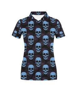 Skull Print Design Women's 3D Polo Shirt