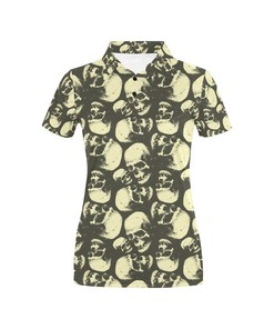 Skull Print Design Women's Polo Shirt