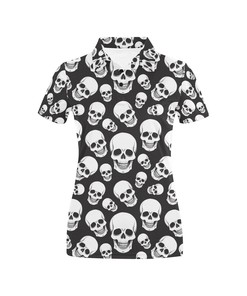 Skull Print Design Women's Polo Shirt 3D Polo Shirt