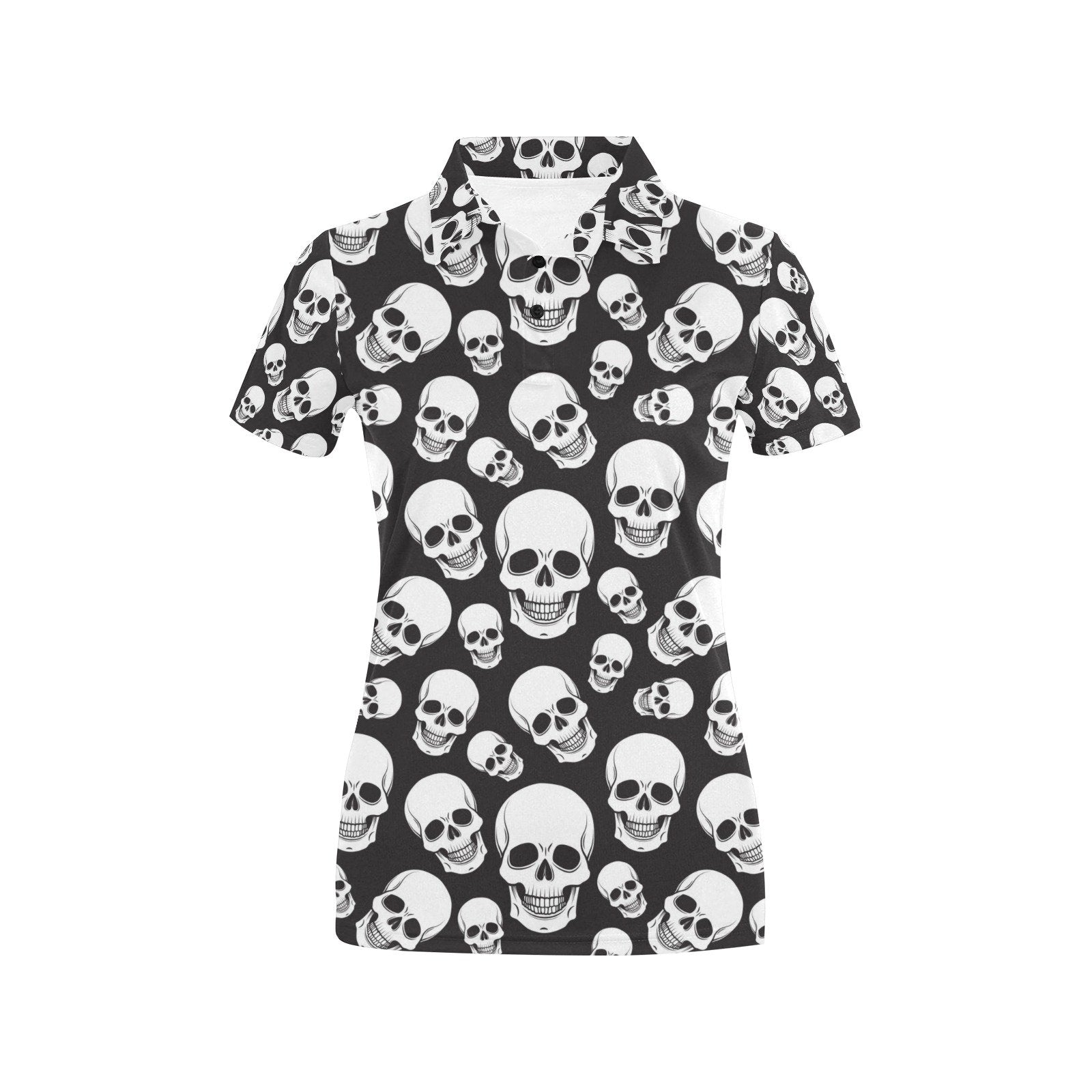 Skull Print Design Women's Polo Shirt 3D Polo Shirt