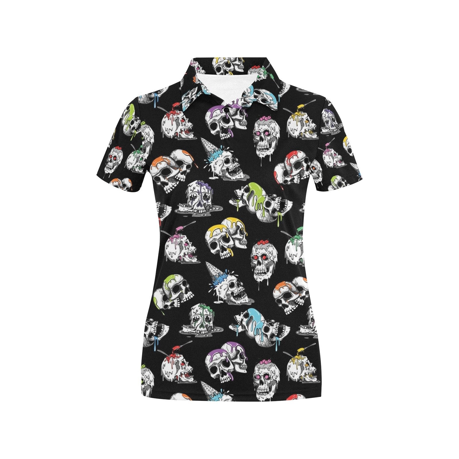 Skull Print Design Women's Polo Shirt Gift