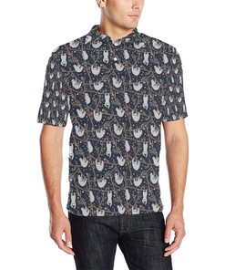 Sloth Happy Design Themed Print Men Polo Shirt
