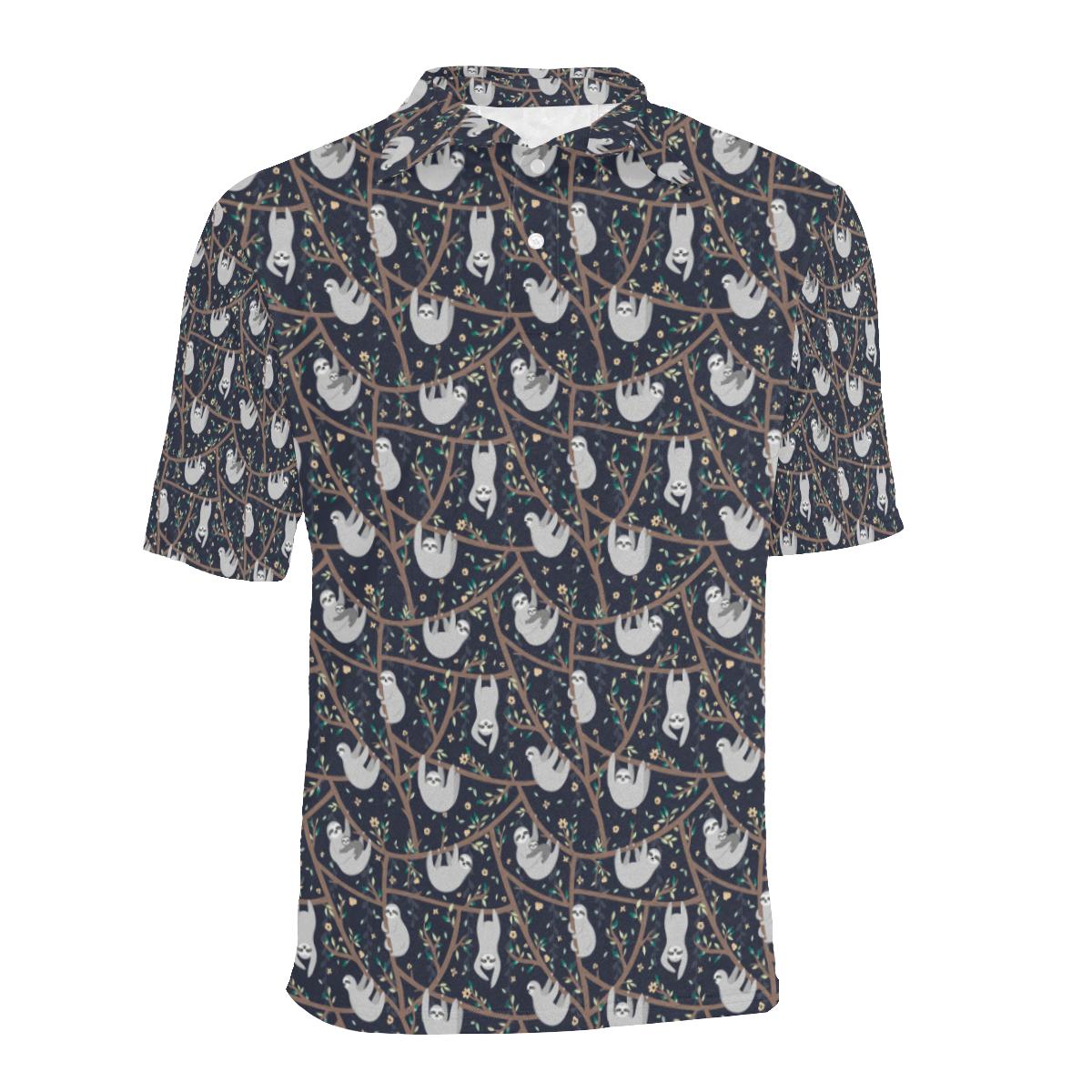 Sloth Happy Design Themed Print Men Polo Shirt - Image 2