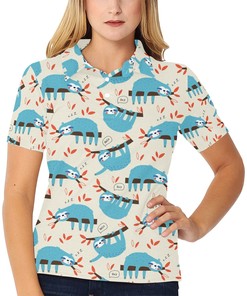 Sloth Print Design Women's Polo Shirt 3D Polo Shirt A2